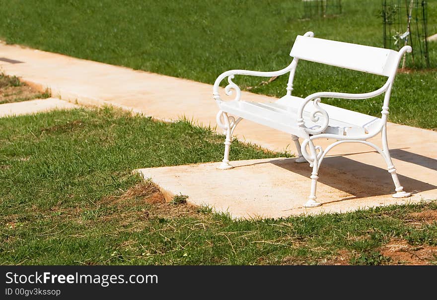 Park rest bench in the park