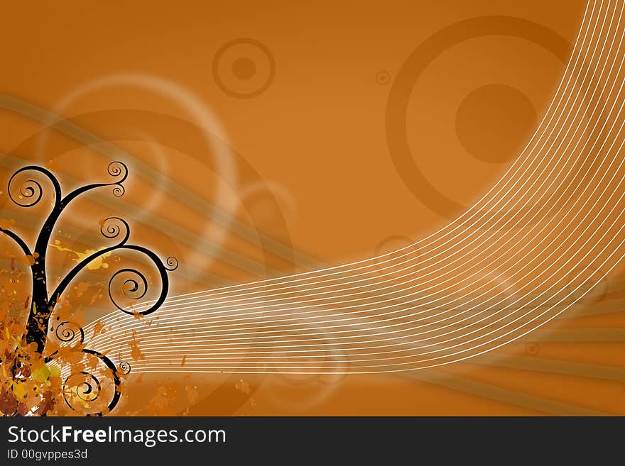 Abstract graphic silhouette orange background