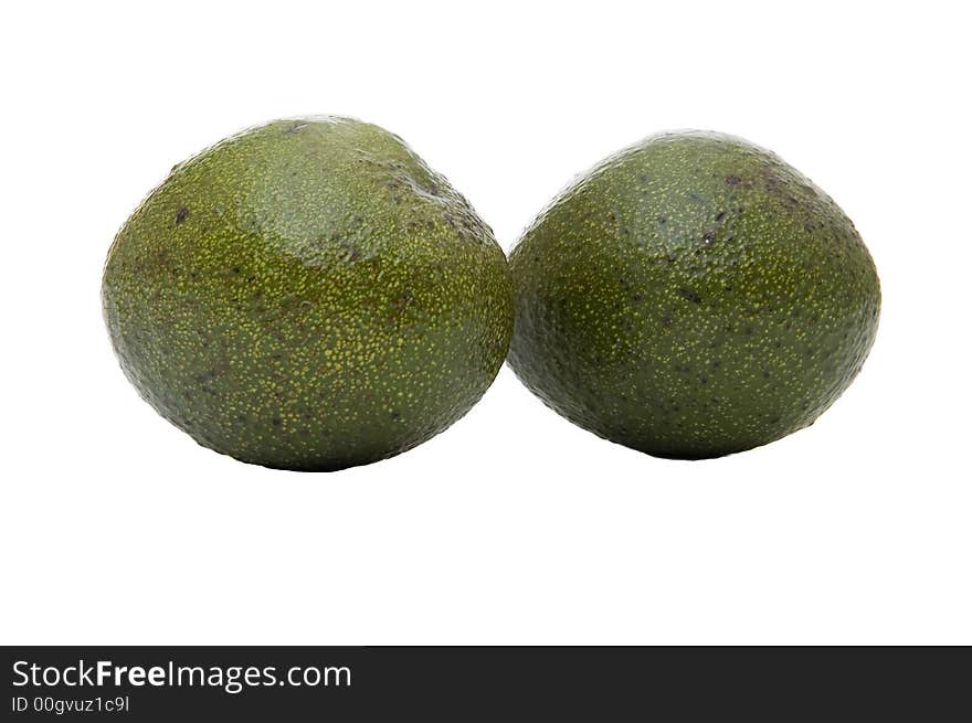 Two avocado pears isolated on a white background. Two avocado pears isolated on a white background