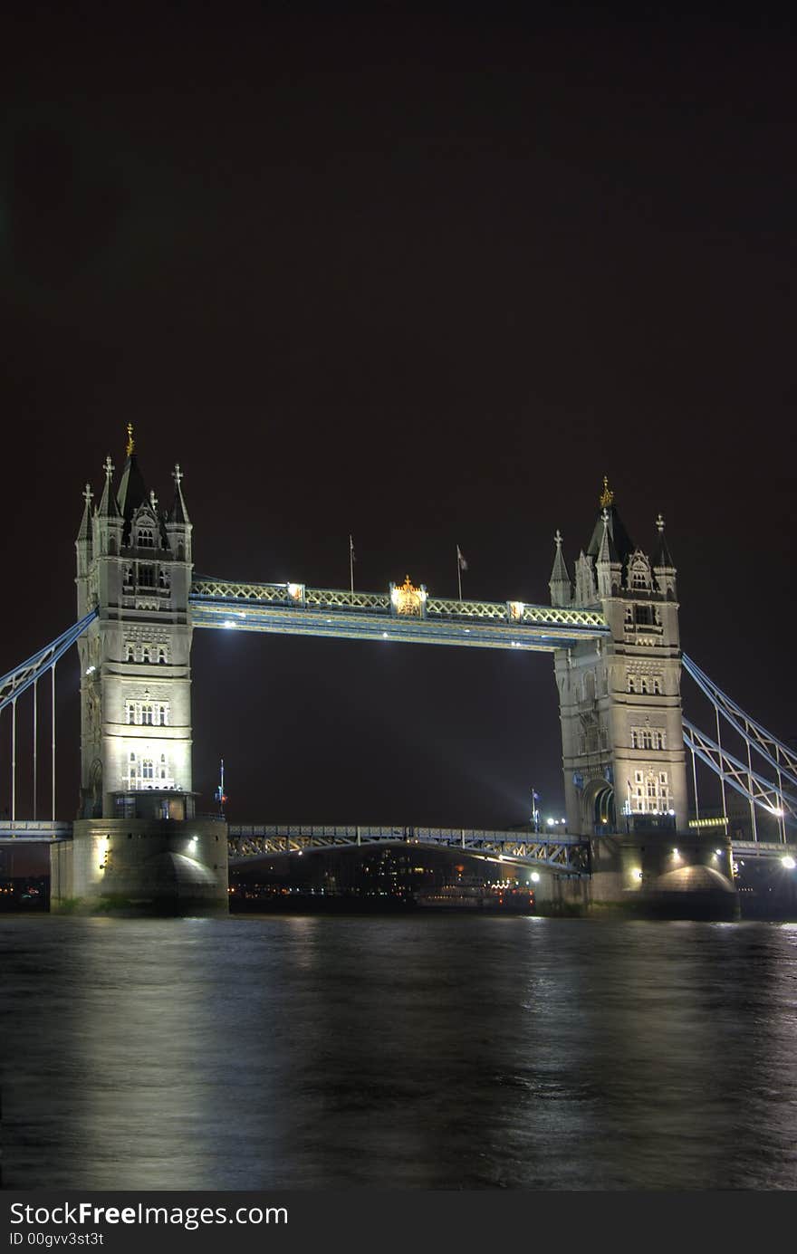 Tower Bridge in London at night