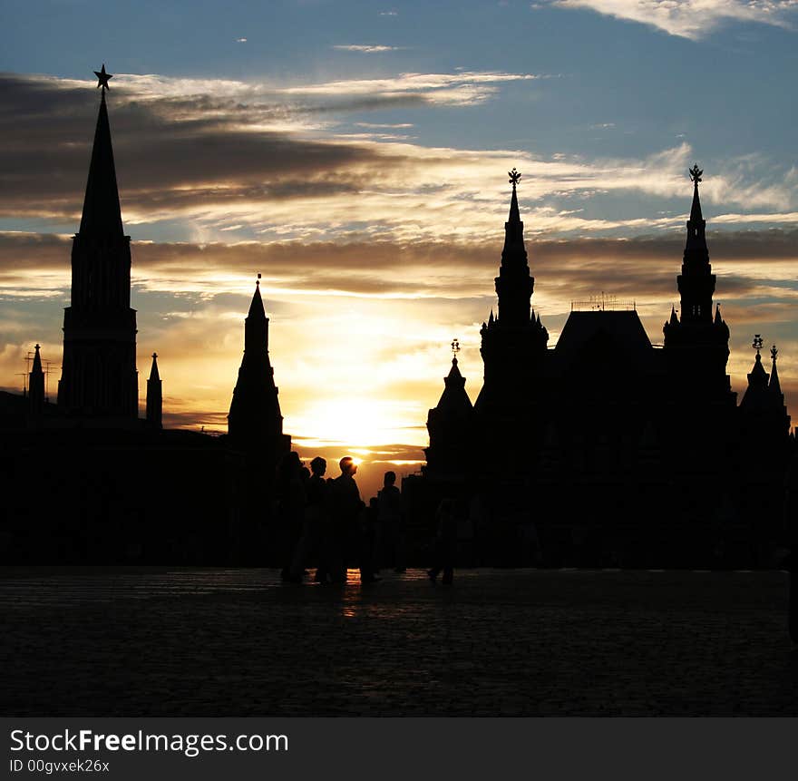 Sunset at the Red square at Moscow.