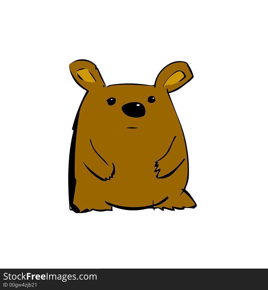 A cute little cartoon bear. A cute little cartoon bear