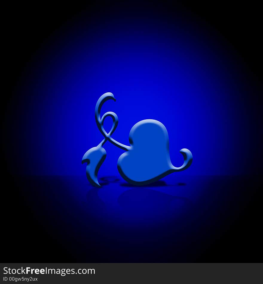 Solitare blue spade laying on a table with a reflection Illustration. Solitare blue spade laying on a table with a reflection Illustration