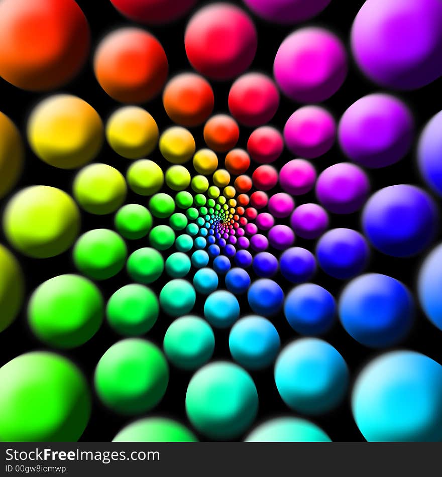 Abstract twirled rainbow colored balls illustration for a background. Abstract twirled rainbow colored balls illustration for a background