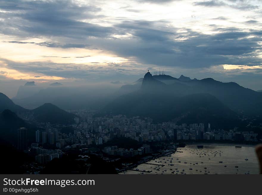 View looking at Cristo from Sugarloaf Mountain. View looking at Cristo from Sugarloaf Mountain