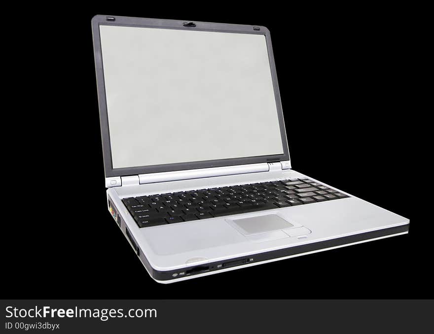 Modern laptop with wide screen on black. Modern laptop with wide screen on black