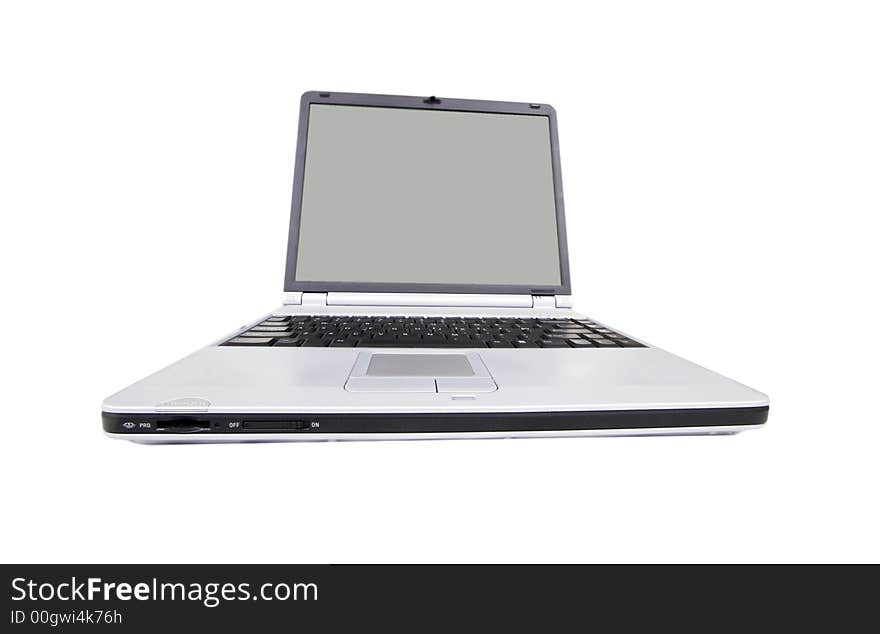 Modern laptop with wide screen on white. Modern laptop with wide screen on white