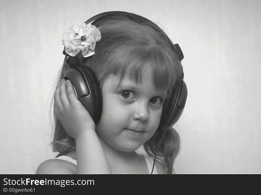 An image of girl listening to music. An image of girl listening to music