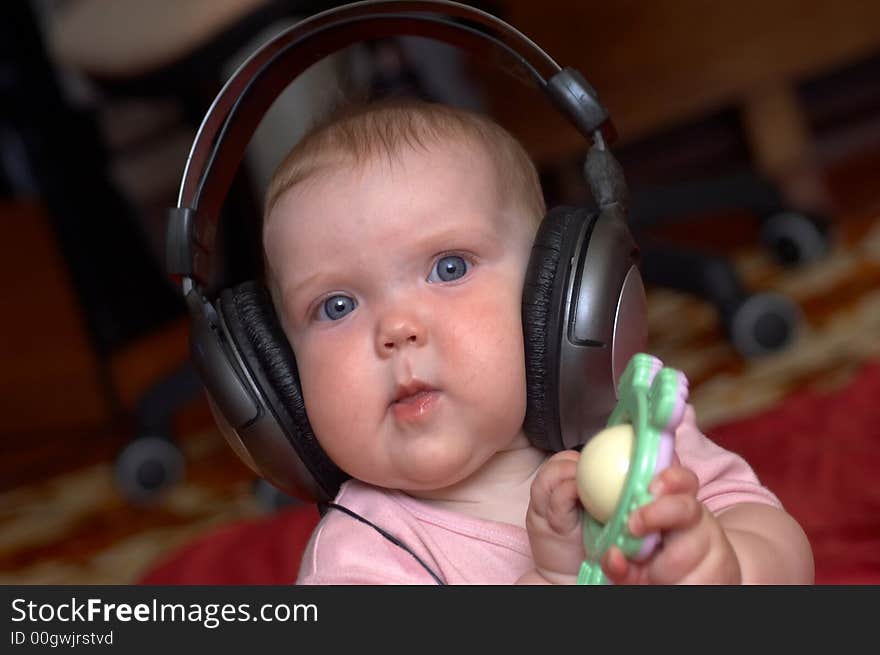 An image of girl listening to music. An image of girl listening to music