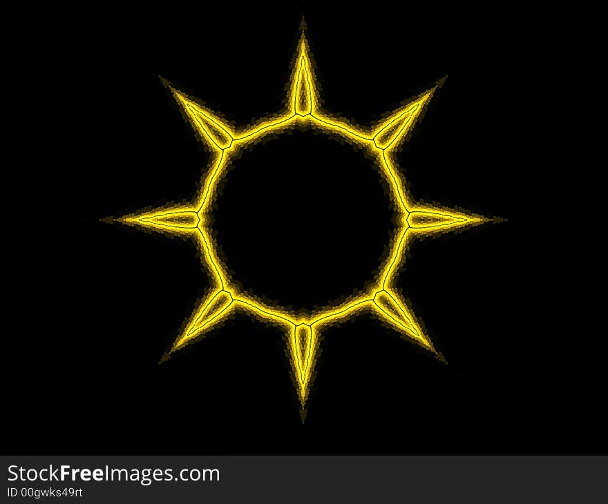 Fractal sun in black background.