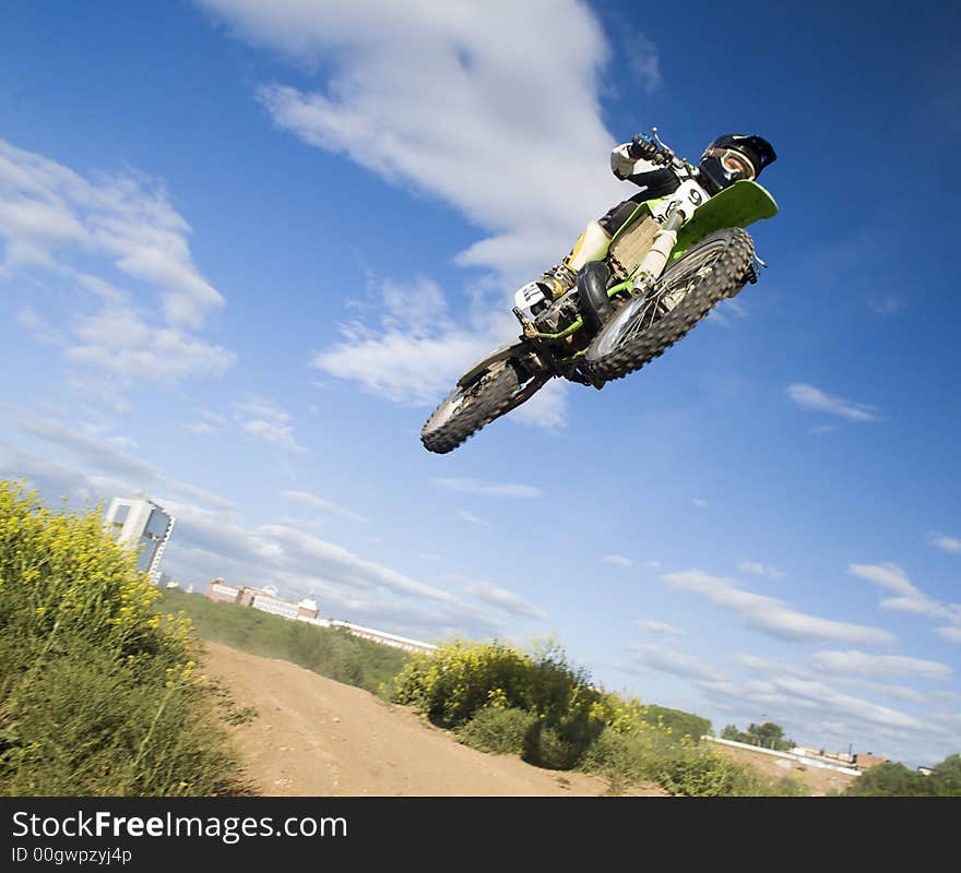 Motocross rider in the air. Motocross rider in the air