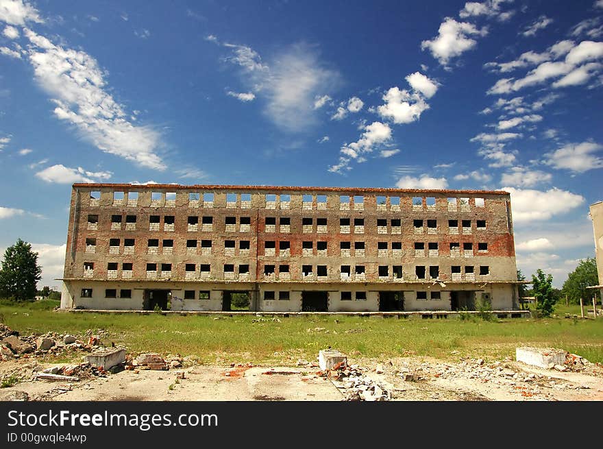 Old building with deep blue sky above