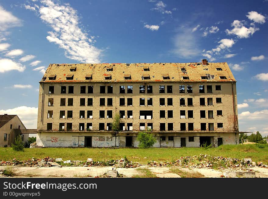 Old building with deep blue sky above