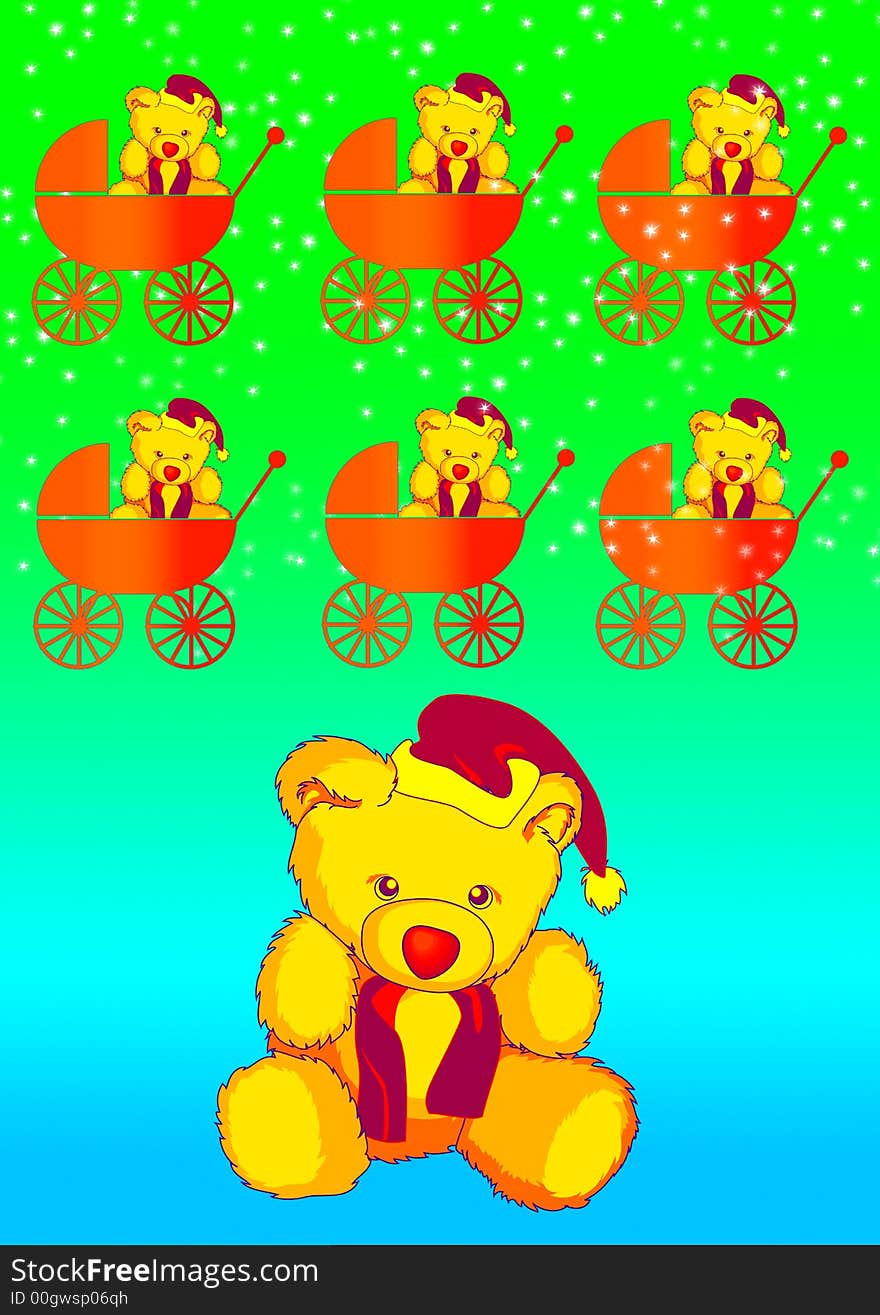 Teddy With Baby Carriage 2