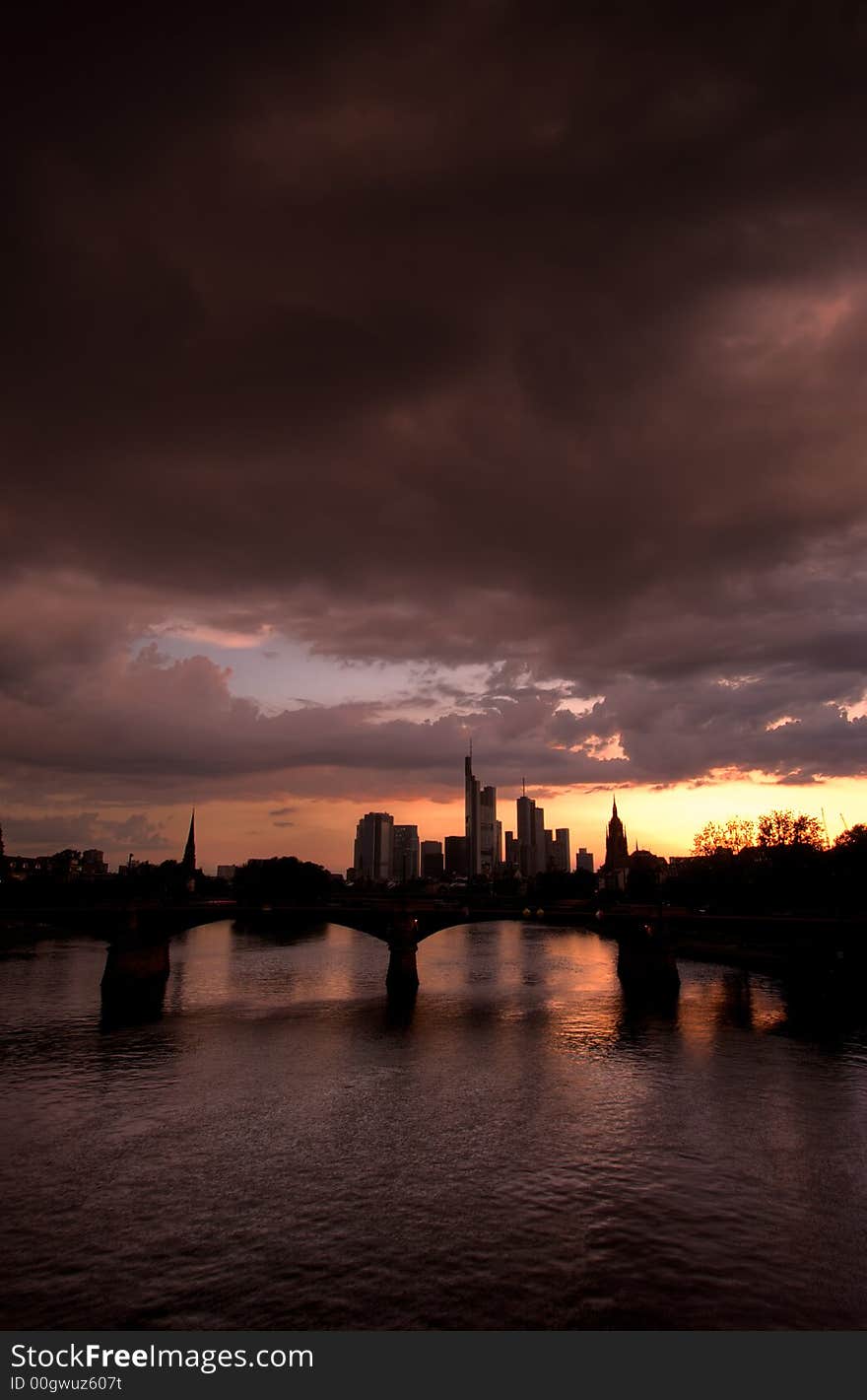 Sunset on river Main, Frankfurt. Sunset on river Main, Frankfurt.