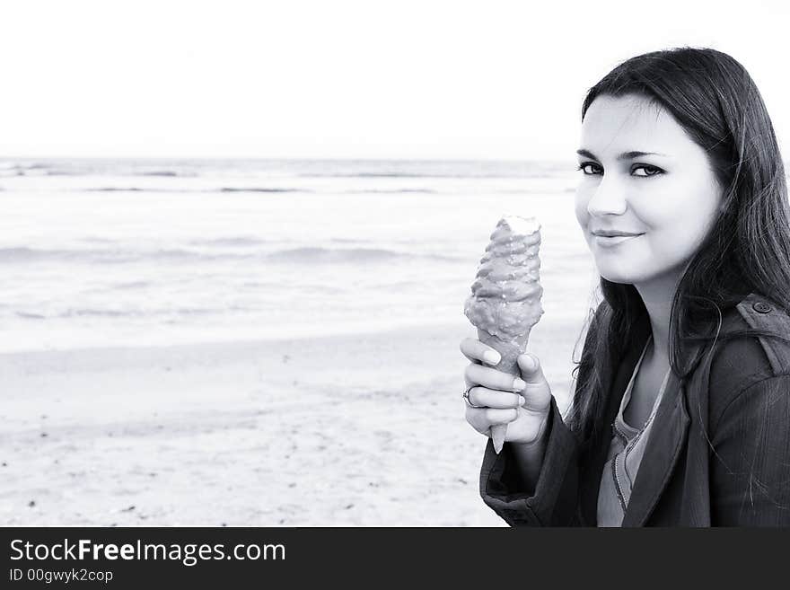 Beautiful Woman With Ice-cream