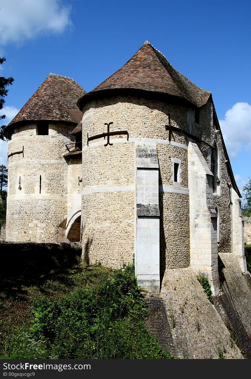 Drawbridge entrance to a Fortified Chateau in Normandy, France. Drawbridge entrance to a Fortified Chateau in Normandy, France