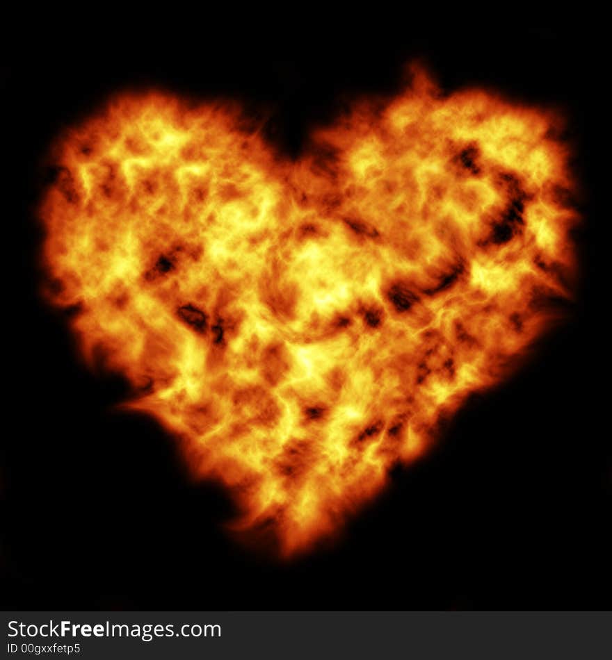 Burning flame in the form of heart. Burning flame in the form of heart