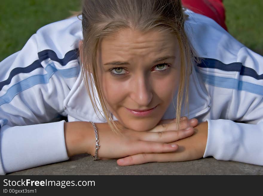 Portrait of a young person and pretty woman looking at the photographer. Portrait of a young person and pretty woman looking at the photographer