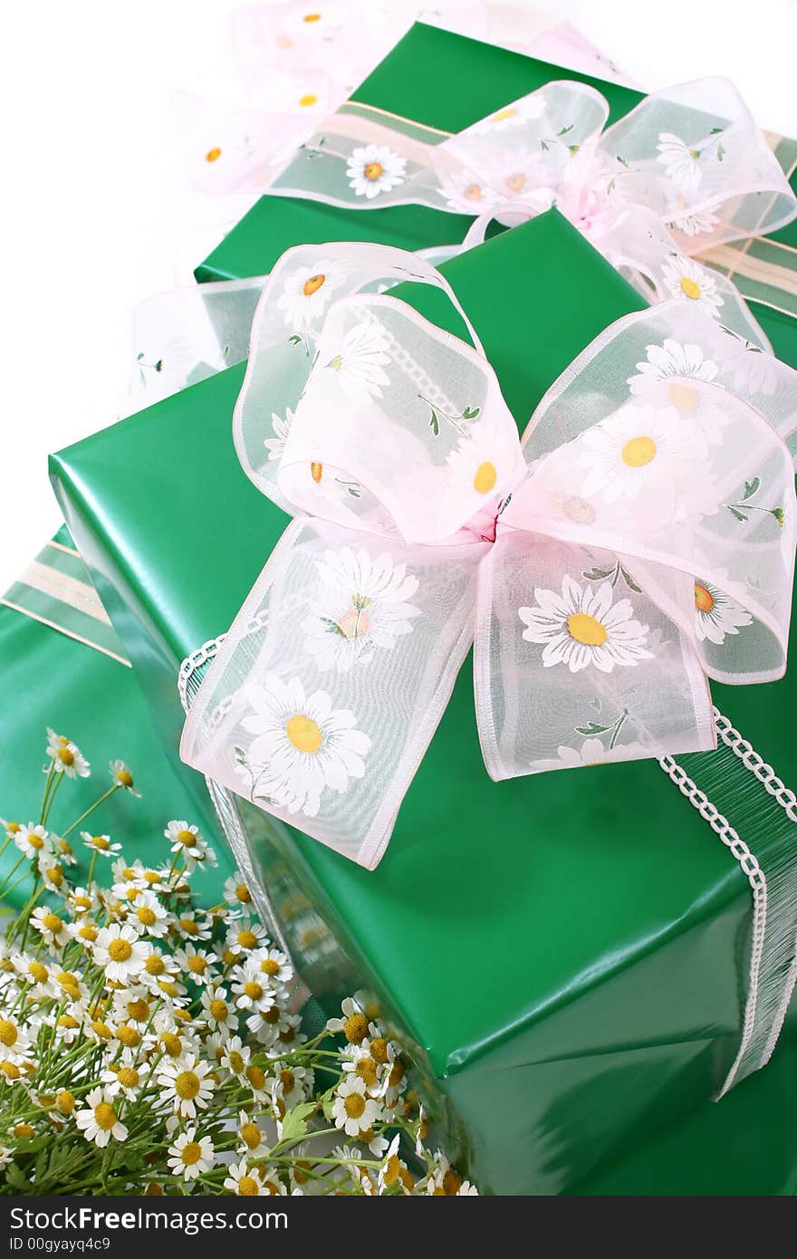 Paper gifts boxes with bow, sits ready for any occasion.