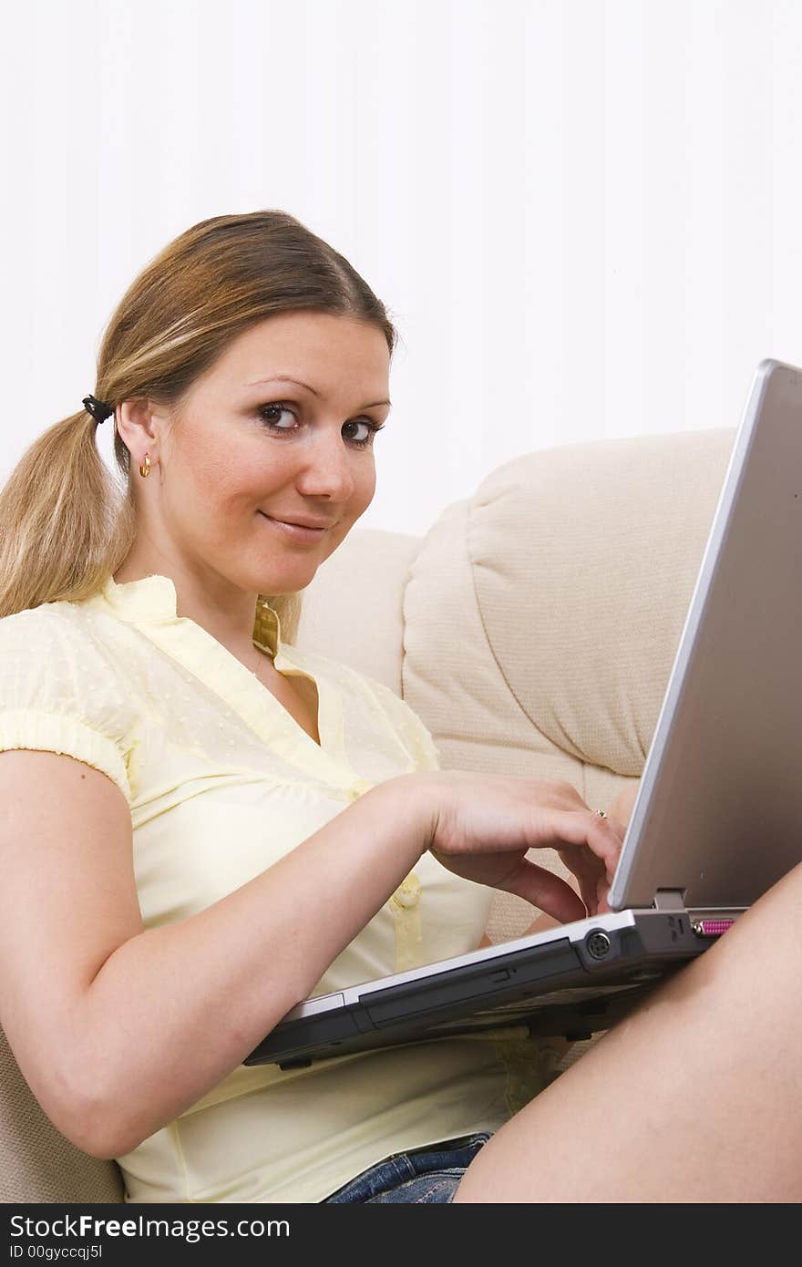 Young Woman And Laptop