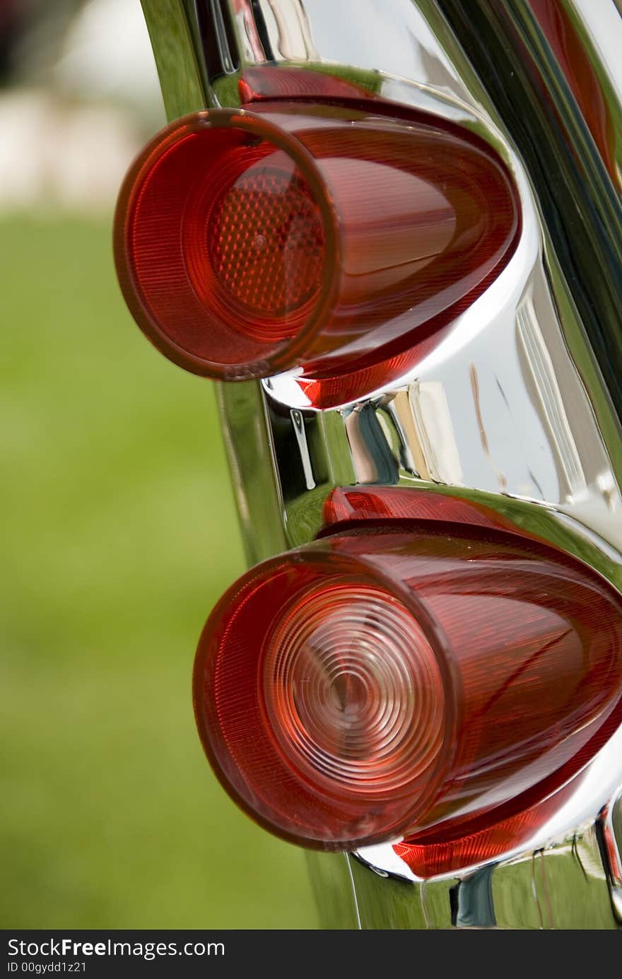 Close up detail of a classic car at a car show