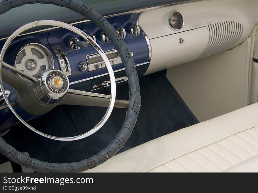 Close up detail of a classic car at a car show