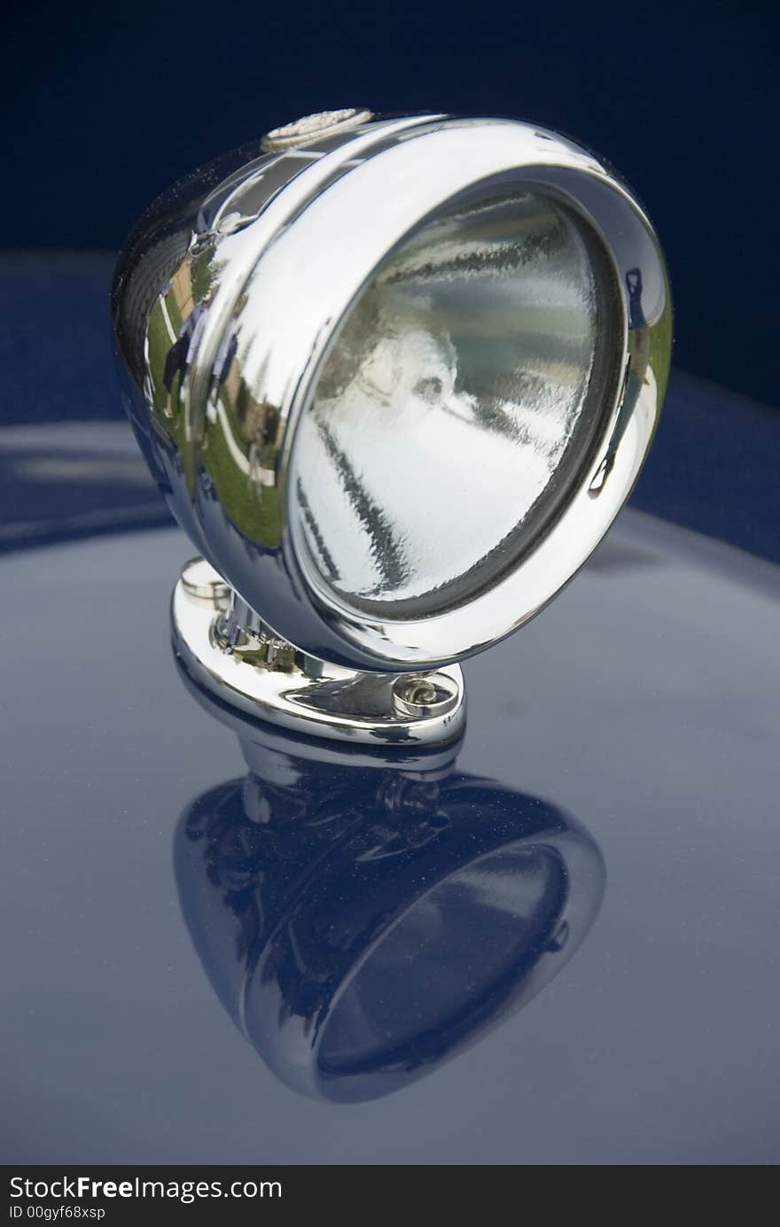 Close up detail of a classic car at a car show