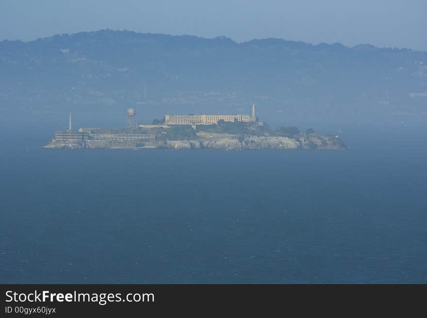 Alcatraz - The Rock - island located on the middle of San Francisco Bay in California, USA