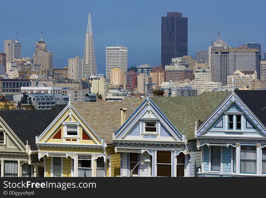 Postcard Row Houses, San Francisco, California. Postcard Row Houses, San Francisco, California