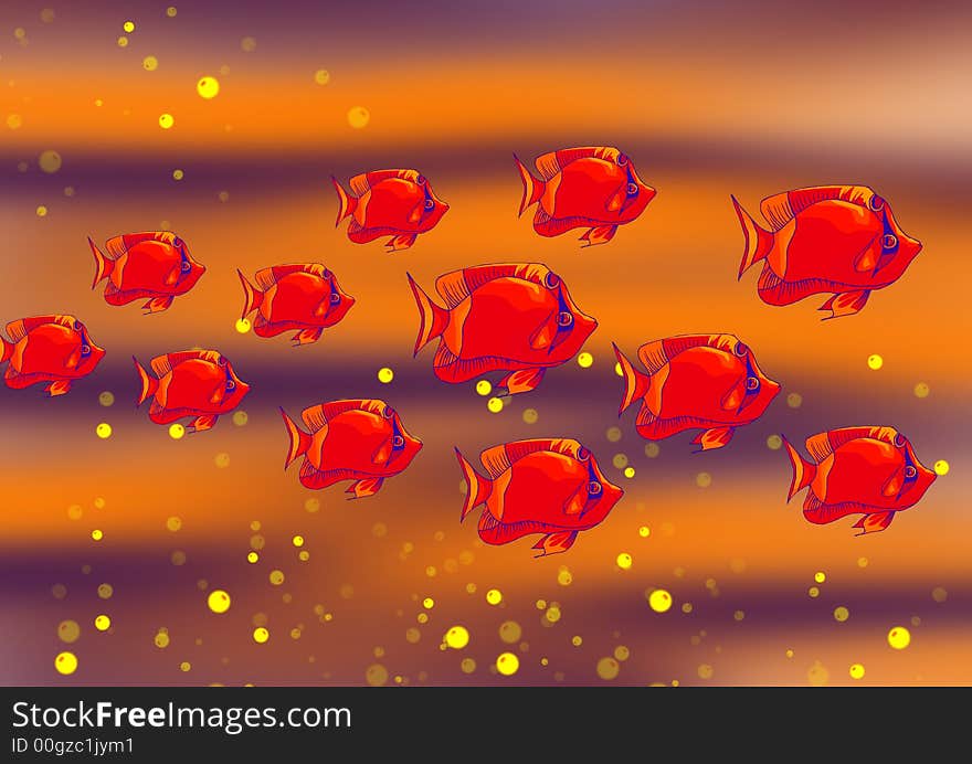 Bold and colorful Gold fish background