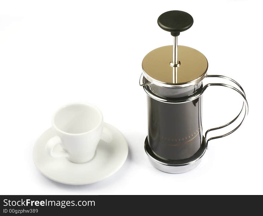 French press-coffee with cup