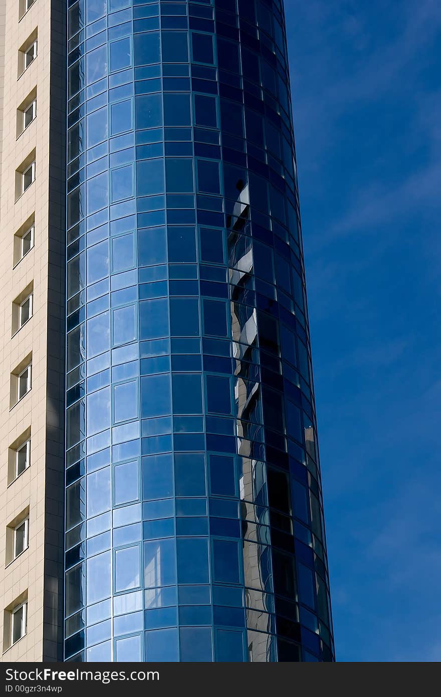 Reflection in windows. Window in the typical scyscraper.