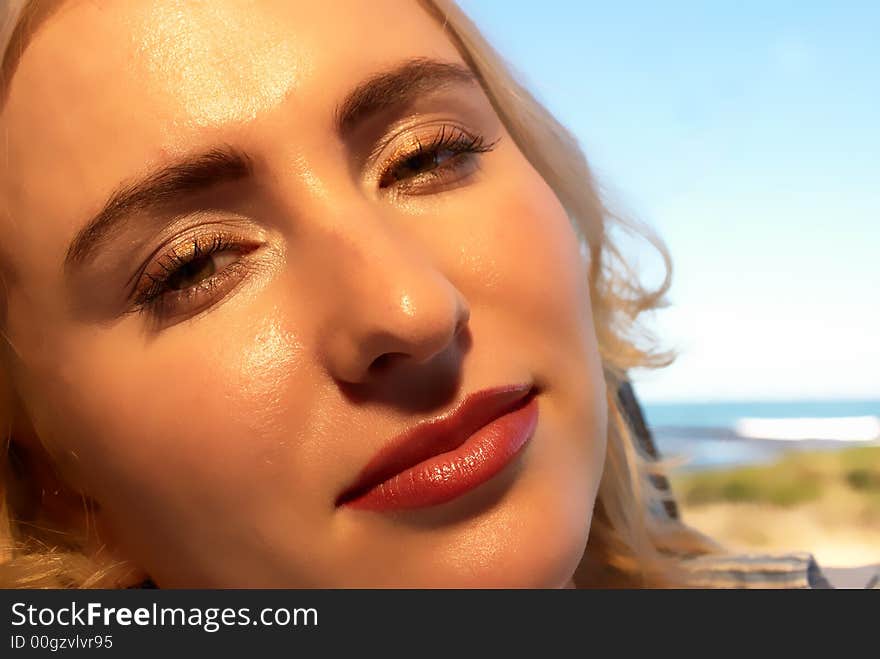 Beautiful woman by the ocean in South Africa. Beautiful woman by the ocean in South Africa.