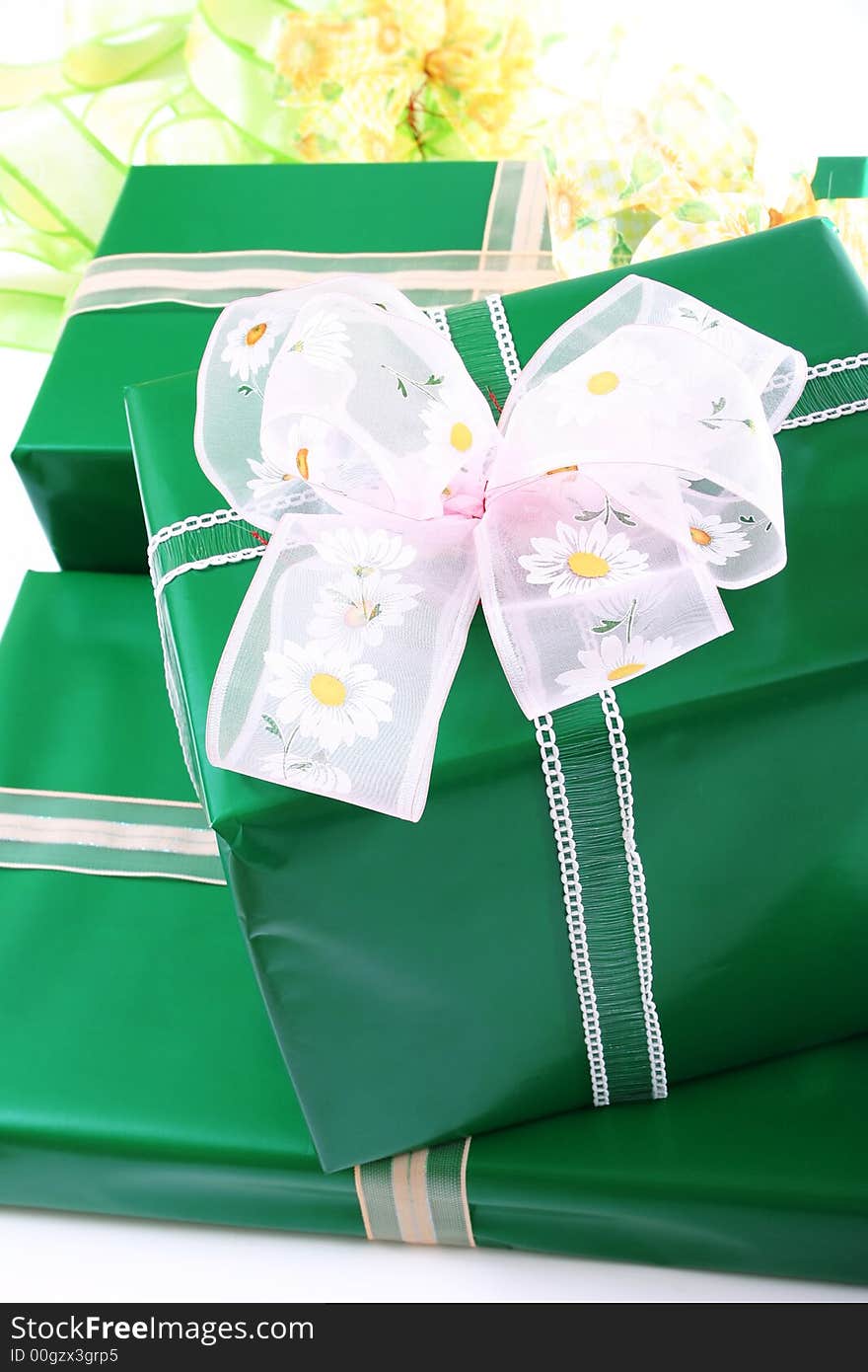 Paper gifts boxes with bow, sits ready for any occasion.