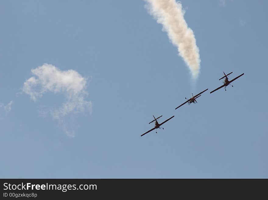 Airshow planes in a acrobatic formation. Airshow planes in a acrobatic formation