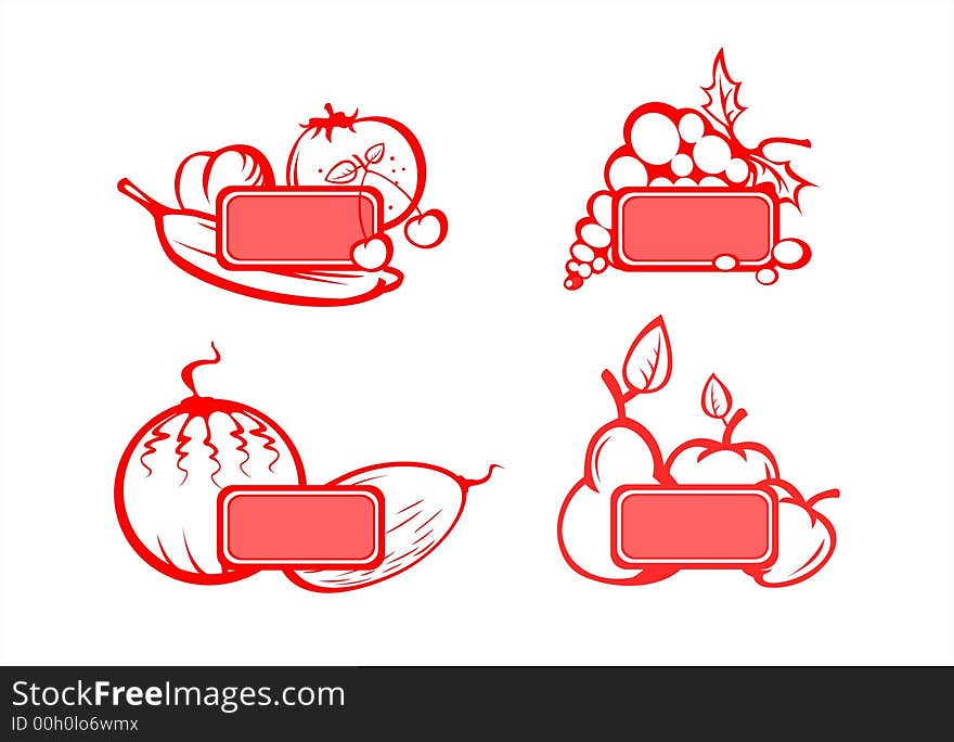 Pink frames on a background of the stylized fruit compositions. Pink frames on a background of the stylized fruit compositions.