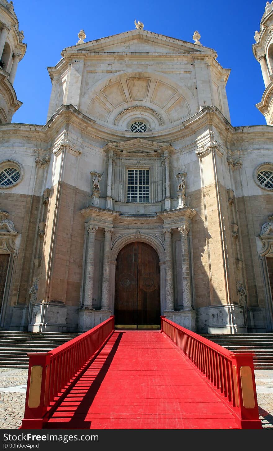 Main door of catholic cathedral of the city of Cadiz. Main door of catholic cathedral of the city of Cadiz