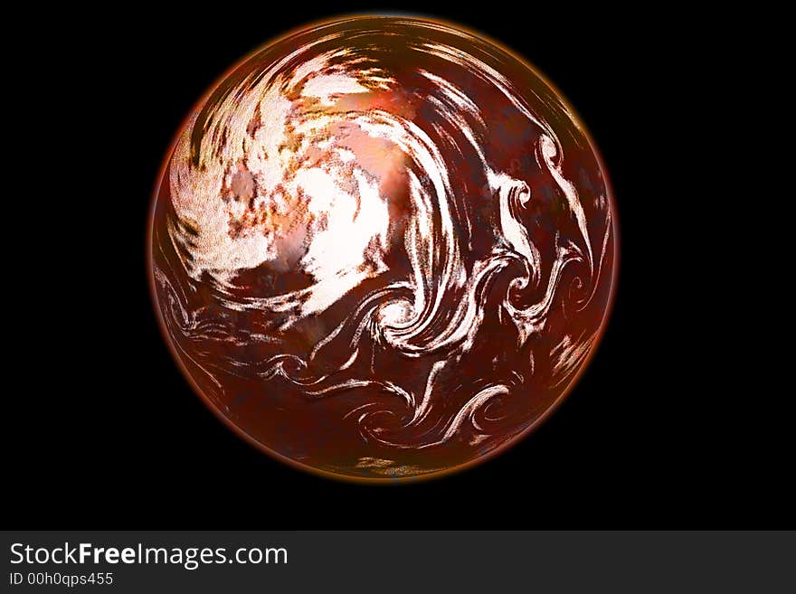 Rusted planet in a black background