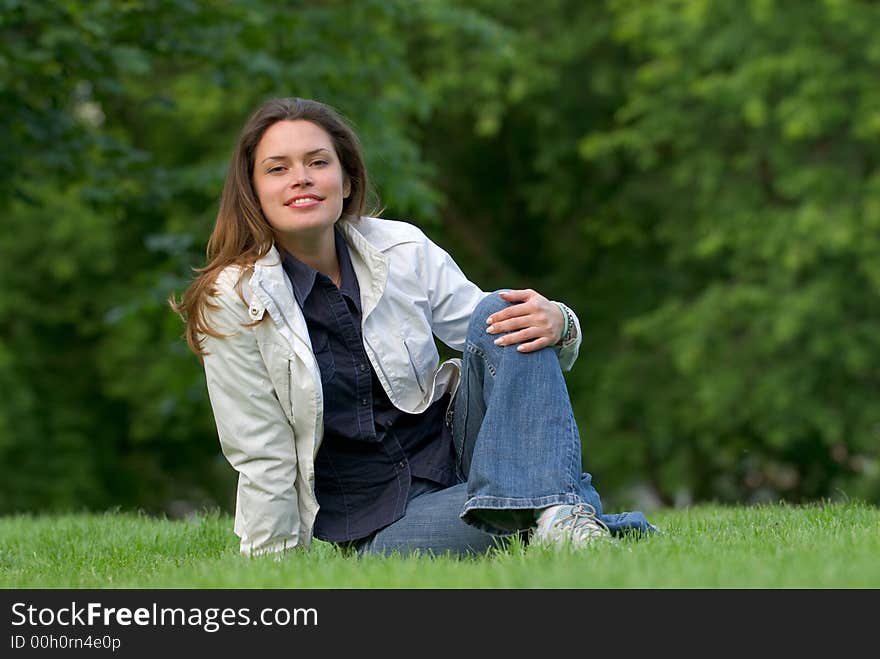 Relaxing in a park