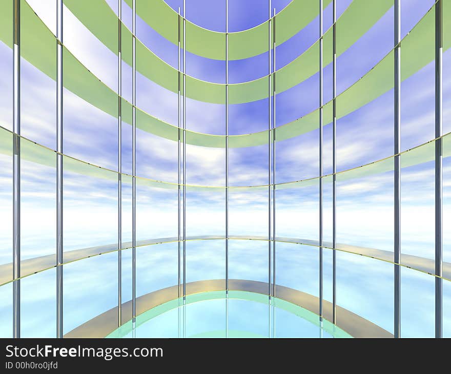 Construction Frame. Abstract shapes from a modern building. 3D render.