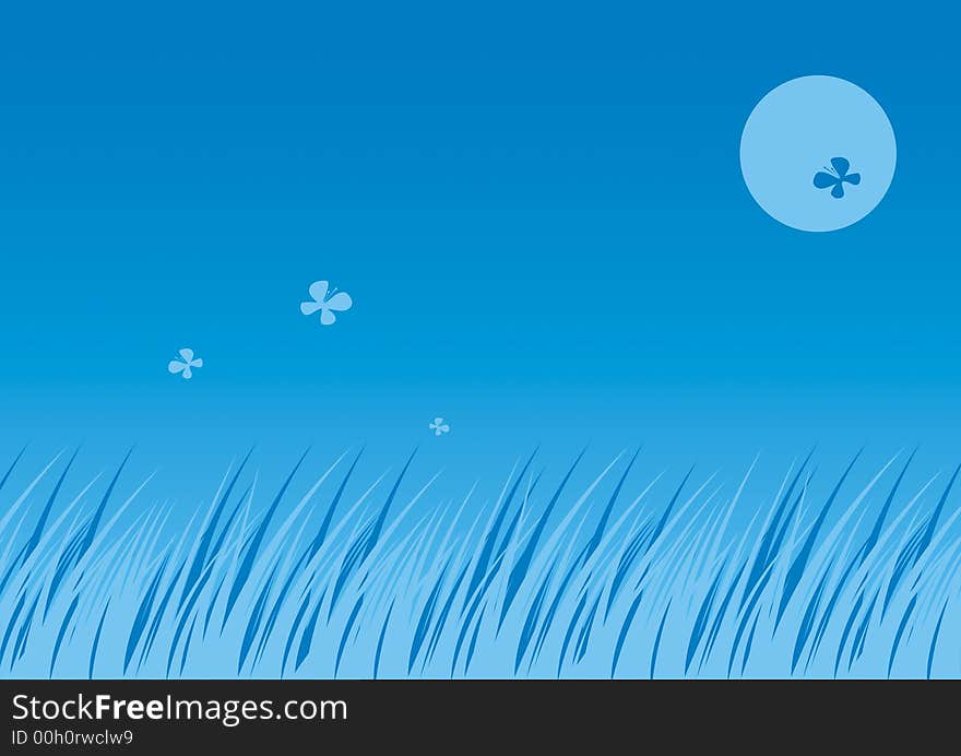 Tall grass and butterflies in the moonlight