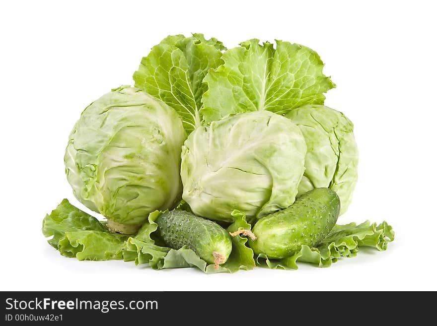 Cabbage, lettuce, cucumbers