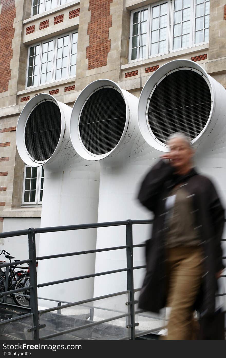 Tubes on the outside of Centre Pompidou in Paris