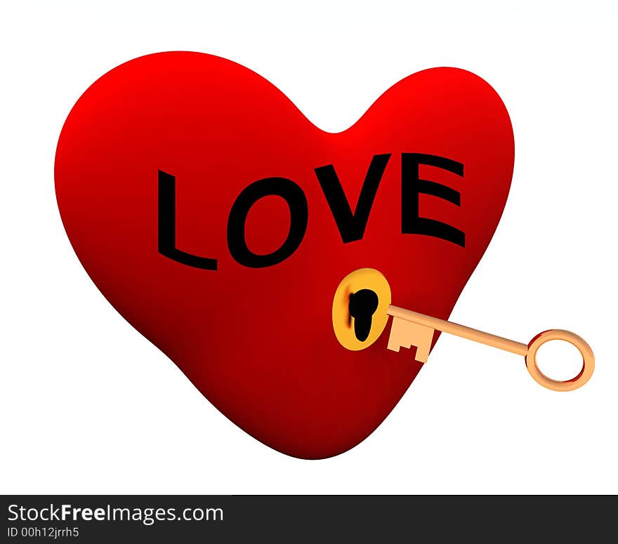 A conceptual image of a key unlocking or locking up love. A conceptual image of a key unlocking or locking up love.