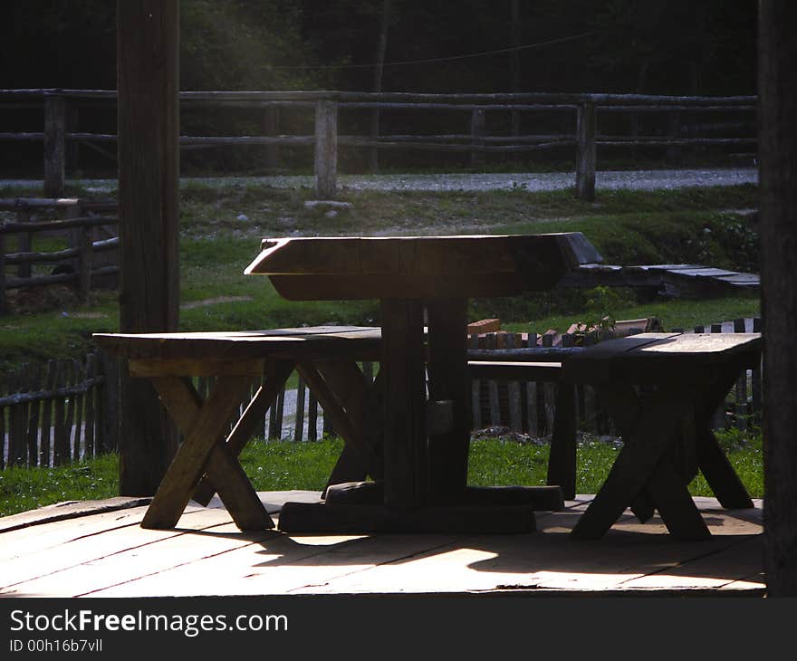 Wooden desk in the countryside rural house. Wooden desk in the countryside rural house