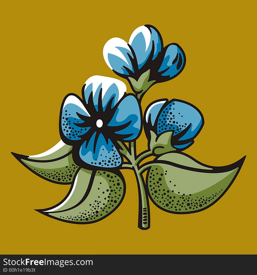 Vector illustration of a blue flower. Vector illustration of a blue flower.