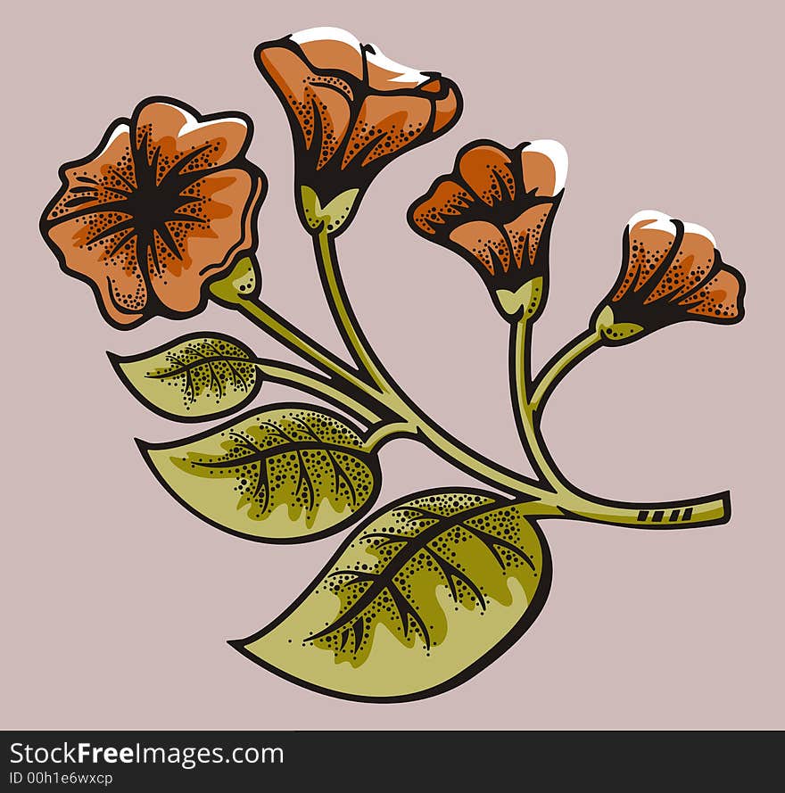 Vector illustration of a red flower with buds. Vector illustration of a red flower with buds.