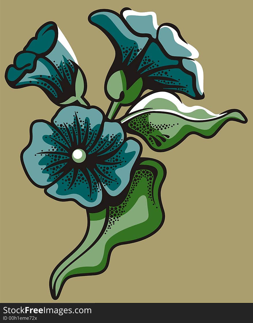 Vector illustration of blue flowers. Vector illustration of blue flowers.