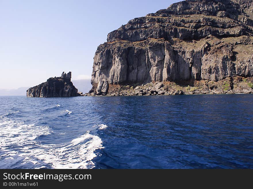 Rocks with lava on Santorini island, Greece